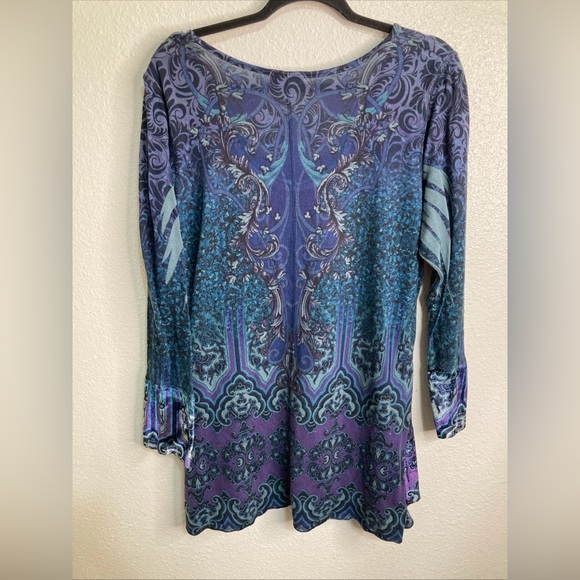 Live and Let Live Blue and Purple Tunic Top - Picture 3 of 4